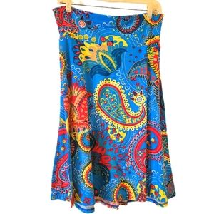EUC Lularoe blue Paisley print Azure skirt sz L